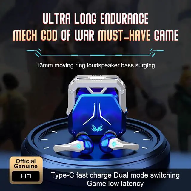 Alt view image 7 of 7 - Blue True Wireless Earbuds with Mic Microphone Bluetooth 5.3 TWS Wireless Gaming Earbuds Low Latency Blue Tooth Ear Buds in Ear Headphones Bluetooth Ear Buds Earphones for iPhone Android