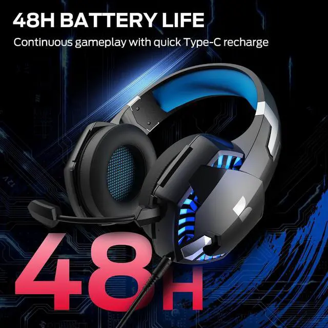 Alt view image 6 of 7 - Monster Mission 300 Wireless Gaming Headset, 2.4GHz/Bluetooth Headphones,Low Latency, Stereo, Audio Location Recognition, 48H Battery Life, Suitable for PS5, PC, PS4 and Other Gaming Devices