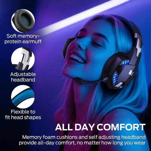 Alt view image 7 of 7 - Monster Mission 300 Wireless Gaming Headset, 2.4GHz/Bluetooth Headphones,Low Latency, Stereo, Audio Location Recognition, 48H Battery Life, Suitable for PS5, PC, PS4 and Other Gaming Devices