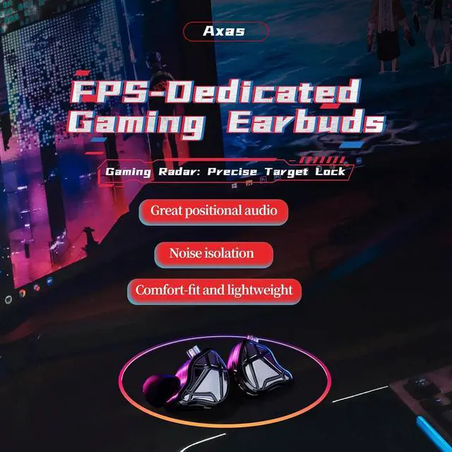 Alt view image 2 of 7 - Axas HiFi Gaming Earbuds Wired for PS4 PC Xbox PS5 | Noise Isolation IEM for Gaming with Low Latency, Comfort Fit Earphones for Laptop, Consoles and Mobile