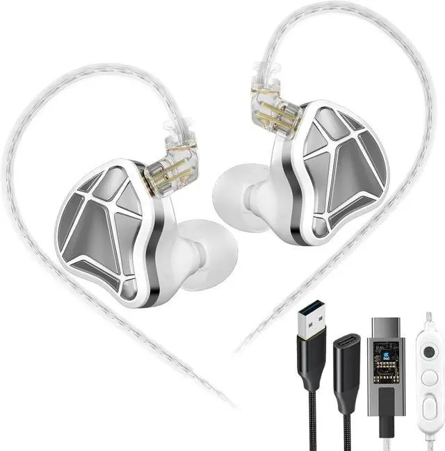 Main image of Axas USB C IEM DSP Gaming Earbuds for FPS with Mic Co Tuned with Players | Sound Isolating Earbuds, Comfortable Fit IEM, Low Profile Design, 360 Spatial Sound, USB C to A Extended Cable, White