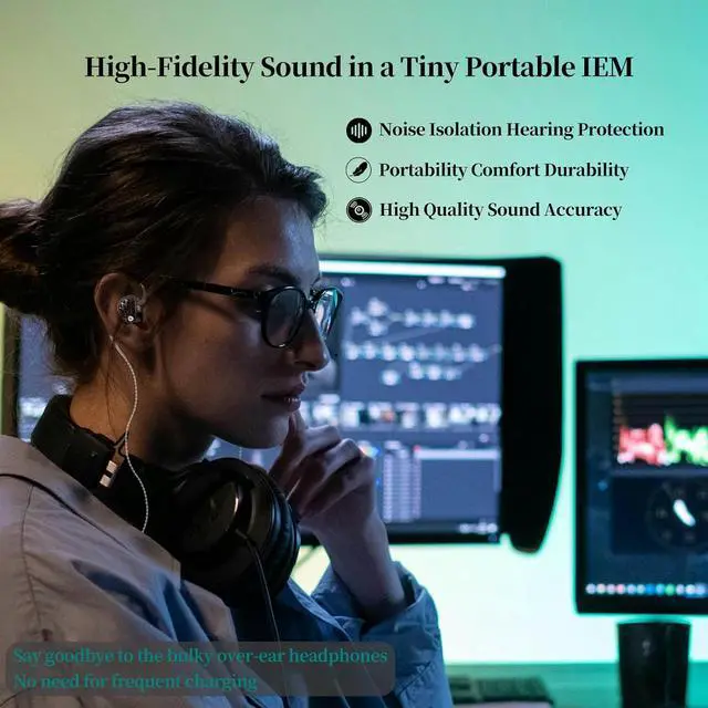 Alt view image 3 of 7 - Phantom in Ear Monitor Headphones, Gaming Earbuds USB C IEM | Full metal Cavity, Clear Sound & Deep Bass, Secure Fit Earphones for Audio Engineers, Musicians