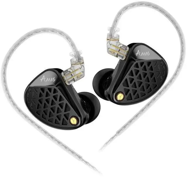 Main image of AM16 in Ear Monitor Headphones 3.5mm Jack 16BA Drivers HiFi IEM | High Clarity Gaming Earbuds Clarity in All Frequency Stereo Sound Comfortable Headphones for Musicians (Deep Bass, Nomic)