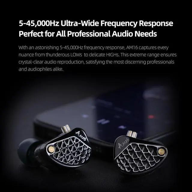 Alt view image 5 of 7 - AM16 in Ear Monitor Headphones 3.5mm Jack 16BA Drivers HiFi IEM | High Clarity Gaming Earbuds Clarity in All Frequency Stereo Sound Comfortable Headphones for Musicians (Deep Bass, Nomic)
