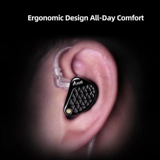 Alt view image 7 of 7 - AM16 in Ear Monitor Headphones 3.5mm Jack 16BA Drivers HiFi IEM | High Clarity Gaming Earbuds Clarity in All Frequency Stereo Sound Comfortable Headphones for Musicians (Deep Bass, Nomic)