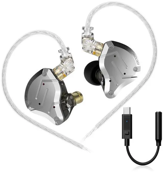 Main image of ZS10 Pro in Ear Monitors Headphones 4BA+1DD Hybrid Drivers IEM | USB C to 3.5mm Adapter with 4 EQ Modes DSP, HiFi Clarity Sound Immersive Bass IEMs for Gaming Musician Singer Audiophile