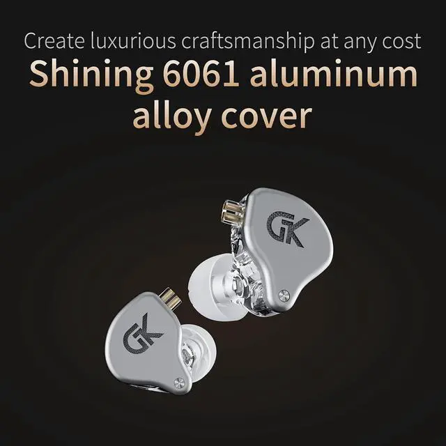 Alt view image 4 of 6 - G.K Earbuds Wired Headphone with Microphone 4BA+1DD Hybrid Driver Stereo Bass Noise Isolation IEM Earphone 3.5mm Jack with Detachable Audio Cable for Musicians DJ Guitarists Gaming (Silver)