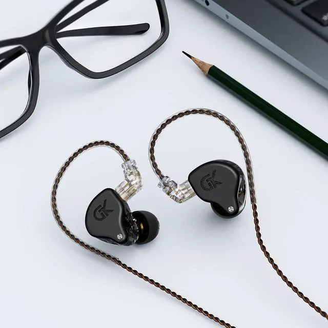 Alt view image 6 of 6 - G.K Earbuds Wired Headphone with Microphone 4BA+1DD Hybrid Driver Stereo Bass Noise Isolation IEM Earphone 3.5mm Jack with Detachable Audio Cable for Musicians DJ Guitarists Gaming (Silver)