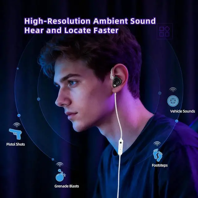 Alt view image 5 of 7 - Phantom in Ear Monitor, Gaming Wired Earbuds with Full Metal Cavity, Clear Sound & Deep Bass, Secure Fit Earphones for Audio Engineers, Musicians (Mic)