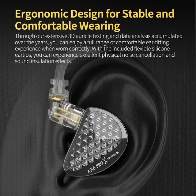 Alt view image 7 of 7 - AS16 Pro X 16BA Driver in Ear Monitor, HiFi Wired Earbuds, Noise Isolation Gaming Earbuds, Stereo Sound Deep Bass IEM Earphones Detachable Cable for Musician (Nomic)