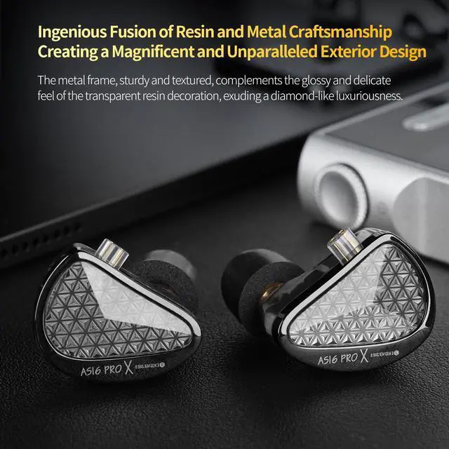 Alt view image 5 of 7 - AS16 Pro X 16BA Driver in Ear Monitor, HiFi Wired Earbuds, Noise Isolation Gaming Earbuds, Stereo Sound Deep Bass IEM Earphones Detachable Cable for Musician (Nomic)