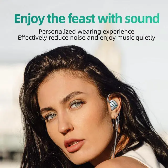 Alt view image 7 of 7 - ZES Wired Earbuds, in Ear Headphones, Gaming Earbuds, Noise Isolating Earphones Wired with Electrostatic Dynamic Hybrid Technology, Noise Cancelling Earbuds Wired (Greenmic)
