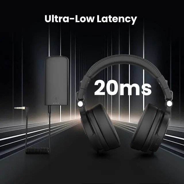 Alt view image 3 of 7 - Studio Max 1 20MS Low Latency Wireless DJ Headphones, 120H Playtime, Lossless Hi Res/LDAC Audio, Dual Mic ENC, Dongle/Bluetooth/Wired Connection for Studio Guitar and Gaming PC Computer