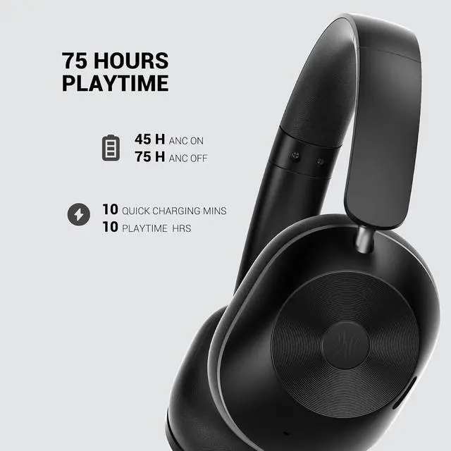 Alt view image 4 of 7 - Focus A5 Wireless Over Ear Headphones, Hybrid Active Noise Cancelling, 75H Playtime, Hi Res LDAC Wireless Audio, Bluetooth 5.4, Built in Mic for Clear Calls, Low Latency Game Mode