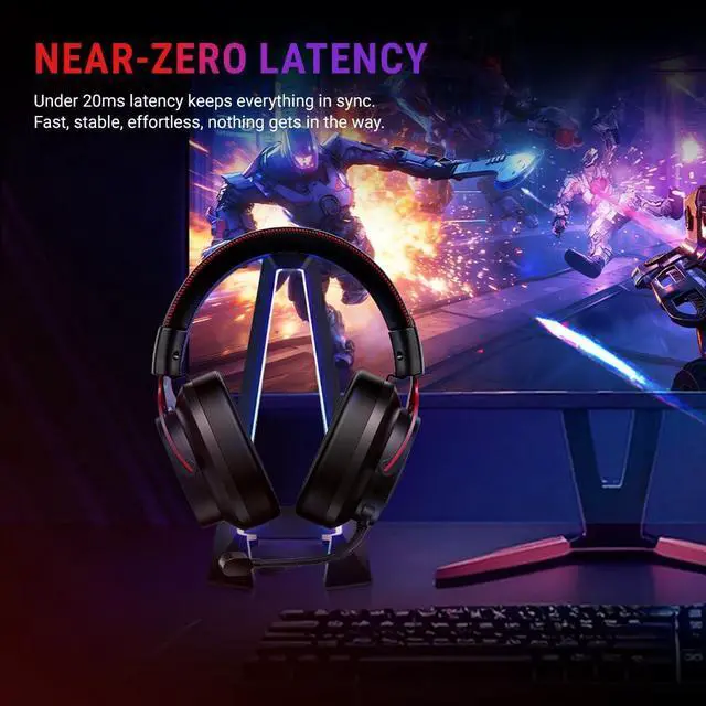 Alt view image 6 of 7 - Heroad VT200 Gaming Headset for PC: 53mm Neodymium Drivers Detachable Noise Canceling Microphone 2.4G/Bluetooth 6.0/Wired Compatible for PS4/PS5, Switch, Xbox 7.1 Surround Sound