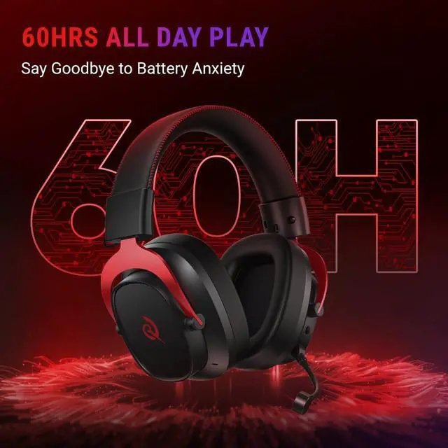 Alt view image 7 of 7 - Heroad VT200 Gaming Headset for PC: 53mm Neodymium Drivers Detachable Noise Canceling Microphone 2.4G/Bluetooth 6.0/Wired Compatible for PS4/PS5, Switch, Xbox 7.1 Surround Sound