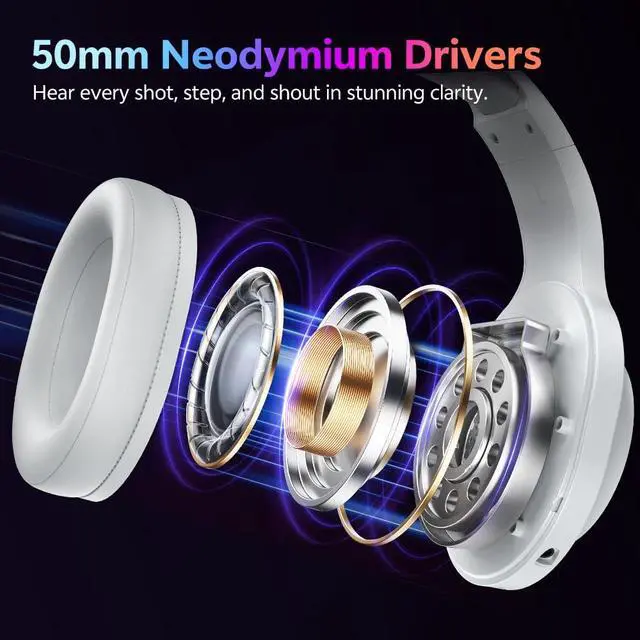 Alt view image 5 of 7 - Gaming Headset for PC/PS5/PS4/Switch, HEROAD V200 Over Ear Headphones, USB C, 240Hr Battery, 7.1 Surround Sound, 2.4GHz Wireless Headphones for Multi Platform, Bluetooth 6.0