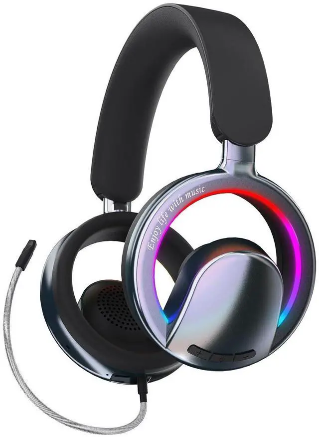 Main image of Open Ear Open Back Headphones Wireless Bluetooth Gaming Headset with Mic for PC Switch Xbox One PS4 PS5, 3.5mm Wired Breathable Lightweight Over Ear Headphones with Microphones Adjustable RGB Light