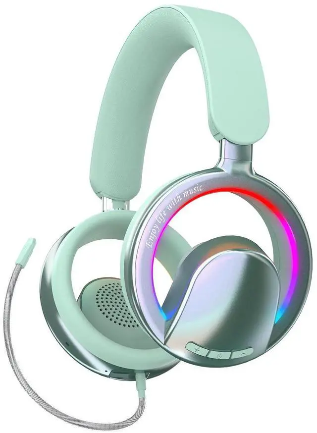Main image of Open Ear Open Back Headphones Wireless Bluetooth Gaming Headset with Removable Mic for PC Switch Xbox One PS4 PS5, 3.5mm Wired Breathable Lightweight Over Ear Headphones Adjustable RGB Light