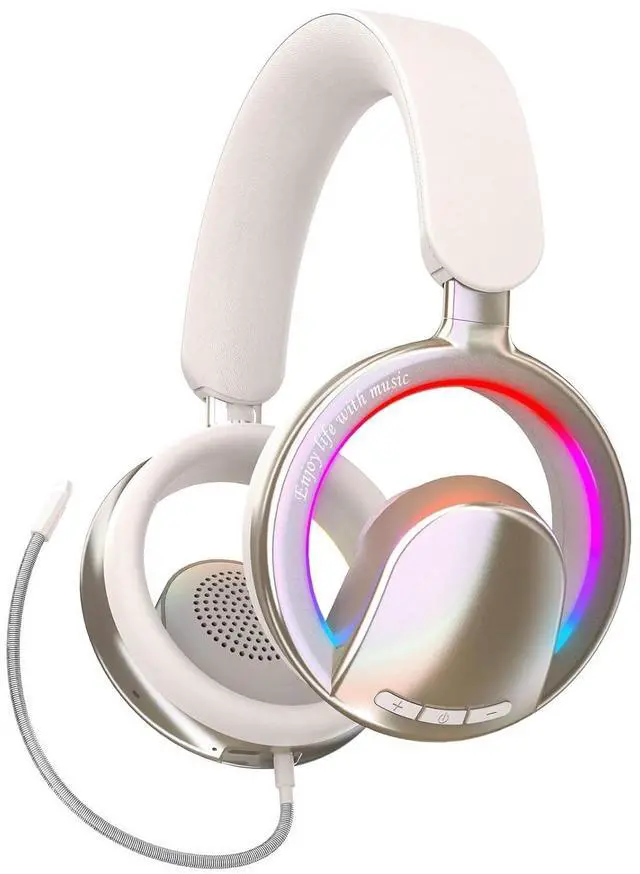 Main image of Open Ear Open Back Headphones Wireless Bluetooth Gaming Headset with Removable Mic for PC Switch Xbox One PS4 PS5, 3.5mm Wired Breathable Lightweight Over Ear Headphones Adjustable RGB Light