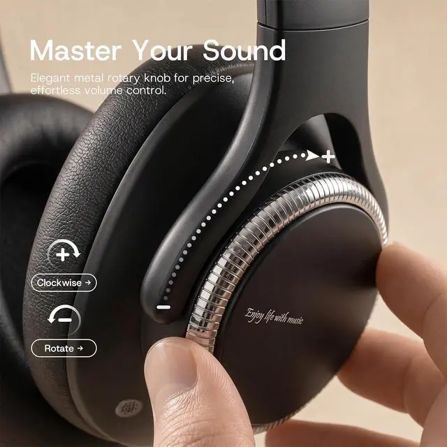 Alt view image 3 of 7 - ANC Wireless Bluetooth Hybrid Active Noise Cancelling Headphones Over the Ear Earphones Sound Cancelling Headphone Headset with Noise Cancellation for Airplane Travel Gym Game Adults