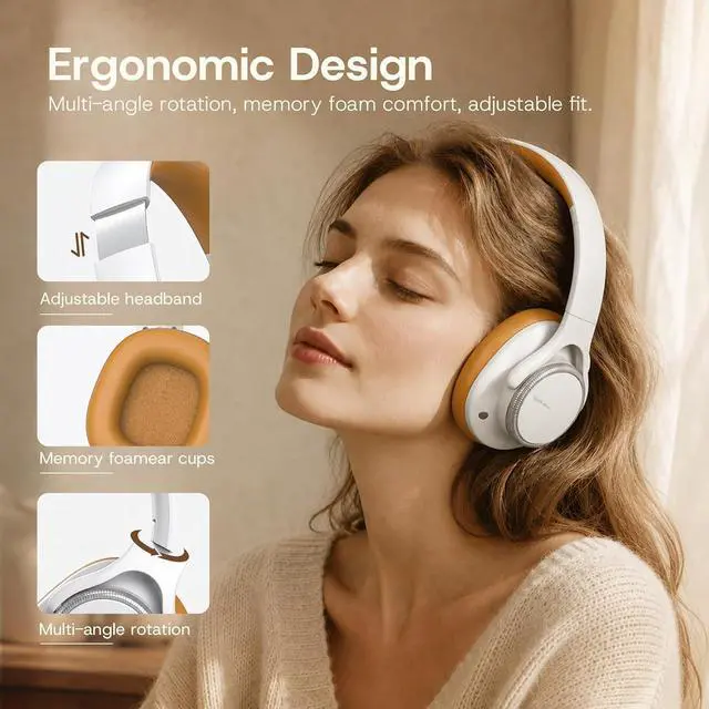 Alt view image 4 of 7 - ANC Wireless Bluetooth Hybrid Active Noise Cancelling Headphones Over the Ear Earphones Sound Cancelling Headphone Headset with Noise Cancellation for Airplane Travel Gym Game Adults