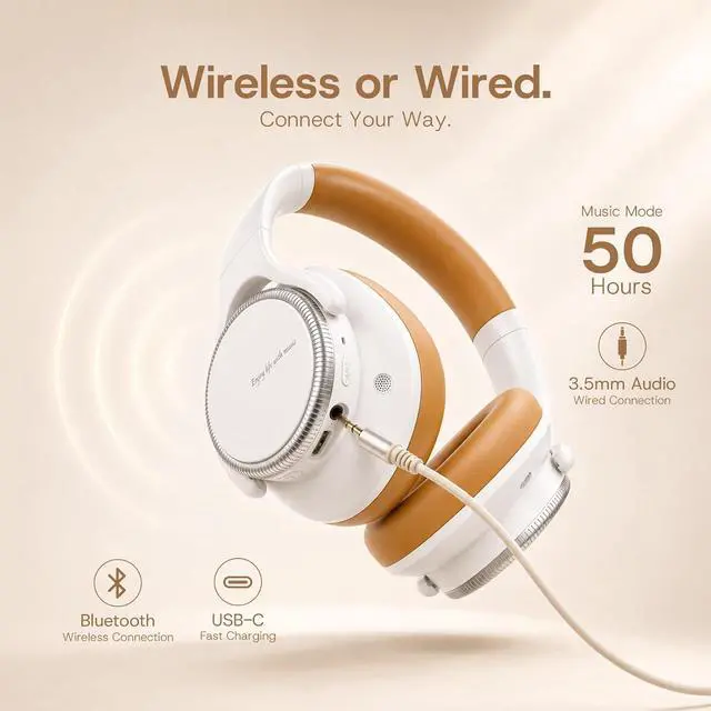 Alt view image 6 of 7 - ANC Wireless Bluetooth Hybrid Active Noise Cancelling Headphones Over the Ear Earphones Sound Cancelling Headphone Headset with Noise Cancellation for Airplane Travel Gym Game Adults