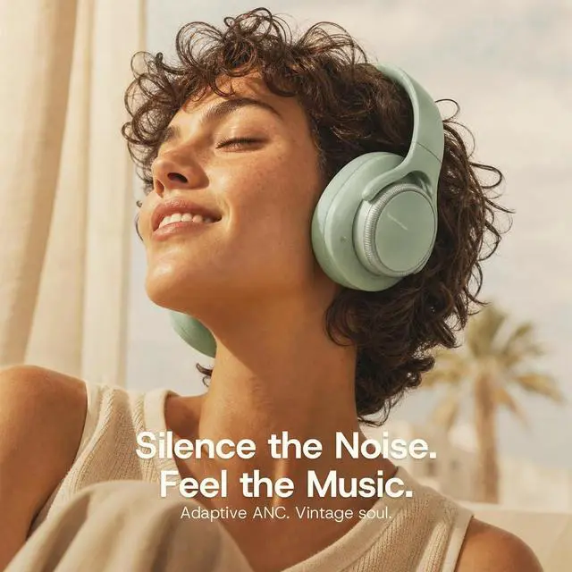 Alt view image 7 of 7 - ANC Wireless Bluetooth Hybrid Active Noise Cancelling Headphones Over the Ear Earphones Sound Cancelling Headphone Headset with Noise Cancellation for Airplane Travel Gym Game Adults