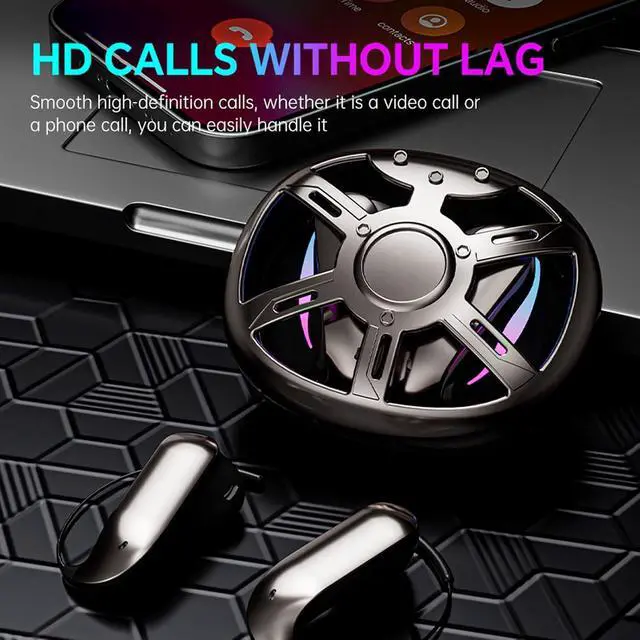 Alt view image 7 of 7 - Wireless Gaming Open Ear Buds Translation Earbuds Real Time with Ultra Fine Ear Hooks Loops, Mecha Wrap Around Over the Ear Earbuds Bone Air Conduction Headphones Earphones Wireless Bluetooth