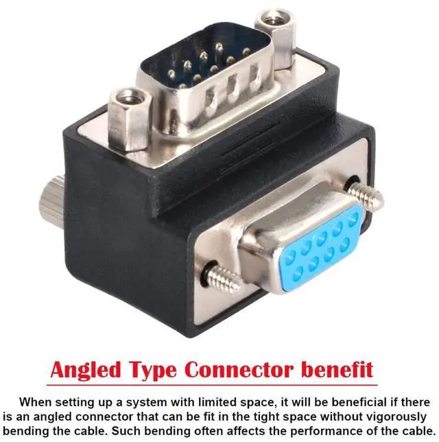 Alt view image 2 of 7 - D-Sub RS232 9Pin DB9P Male to Female Up Angled 90 Degree Extension Adapter