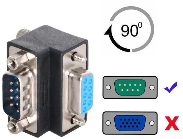 Alt view image 4 of 7 - D-Sub RS232 9Pin DB9P Male to Female Up Angled 90 Degree Extension Adapter