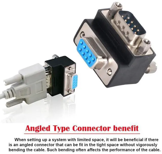 Alt view image 6 of 7 - D-Sub RS232 9Pin DB9P Male to Female Up Angled 90 Degree Extension Adapter