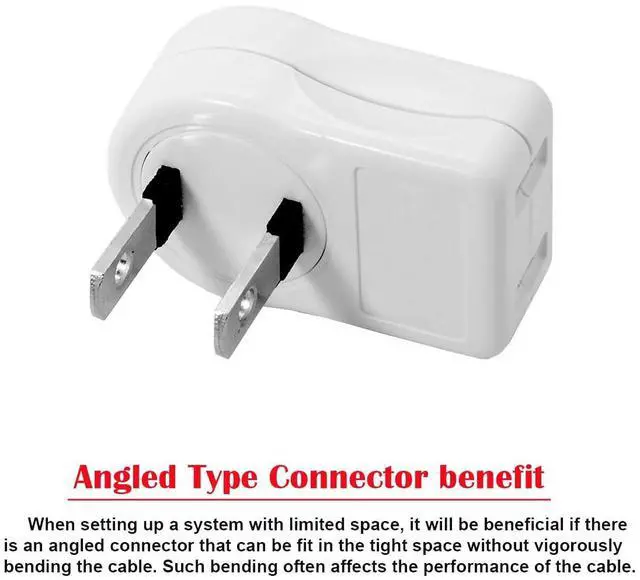 Alt view image 2 of 7 - xiwai NEMA 1-15P USA Outlet Saver Power Extension Adapter 2-Prong 2 Outlets 90 Degree Left Right Angled