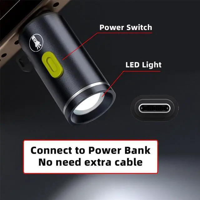 Alt view image 6 of 7 - xiwai USB-C LED Light Interior Atmosphere Lighting Type-C Male for Cycling Outdoors Walking Phone Laptop Charger Night Lamp 210 Lumens 2pcs/Set