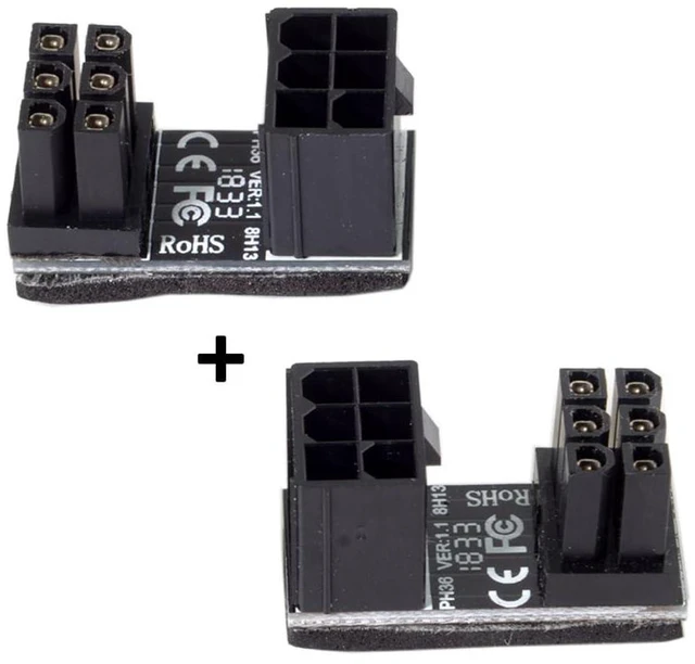 Alt view image 7 of 7 - xiwai 180 Degree Angled ATX 6Pin Female to 6pin Male Power Adapter for Desktops Graphics Card 2pcs/lot Black