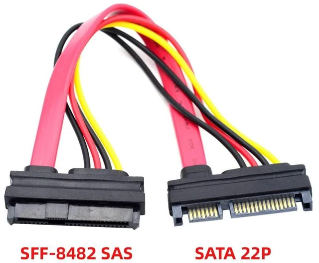 Alt view image 6 of 7 - xiwai SFF-8482 SAS 29 Pin Host to SATA 22Pin Hard Disk Drive Raid Extension Cable 10cm with 15 Pin SATA