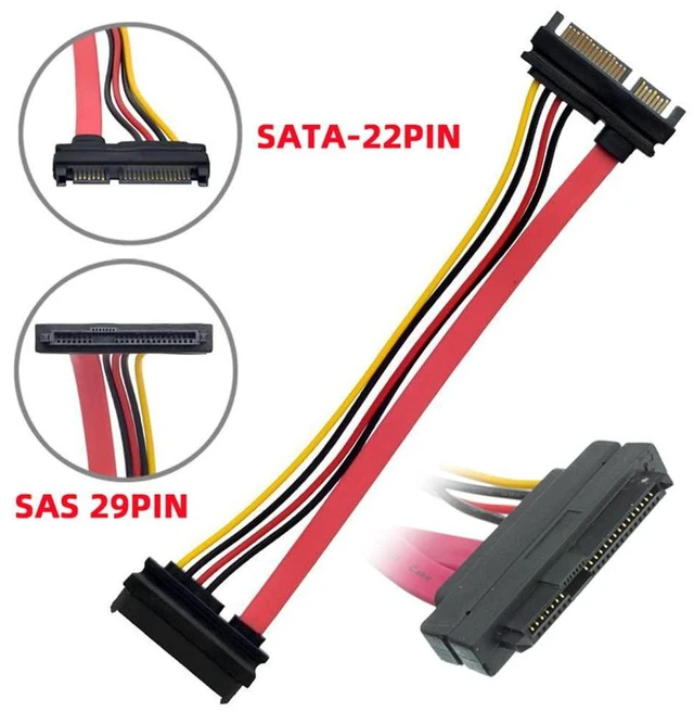 Alt view image 7 of 7 - xiwai SFF-8482 SAS 29 Pin Host to SATA 22Pin Hard Disk Drive Raid Extension Cable 10cm with 15 Pin SATA