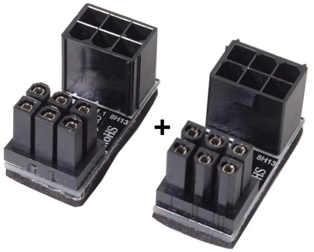 Alt view image 6 of 7 - xiwai 180 Degree Angled ATX 6Pin Female to 6pin Male Power Adapter for Desktops Graphics Card 2pcs/lot Black