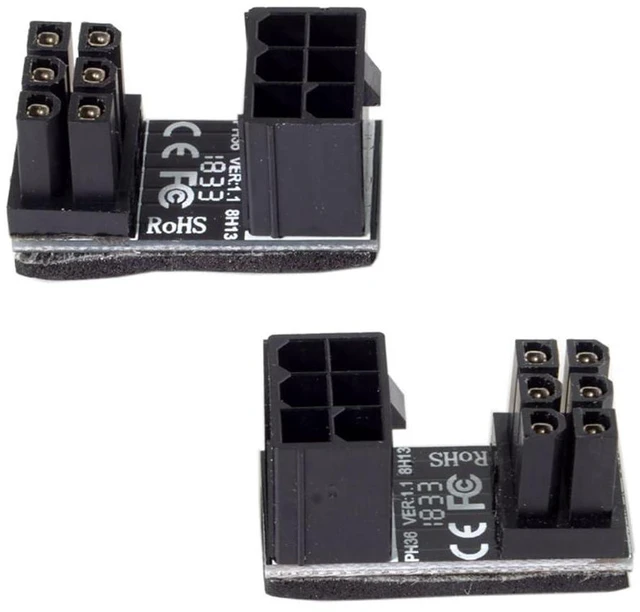 Main image of xiwai 180 Degree Angled ATX 6Pin Female to 6pin Male Power Adapter for Desktops Graphics Card 2pcs/lot Black
