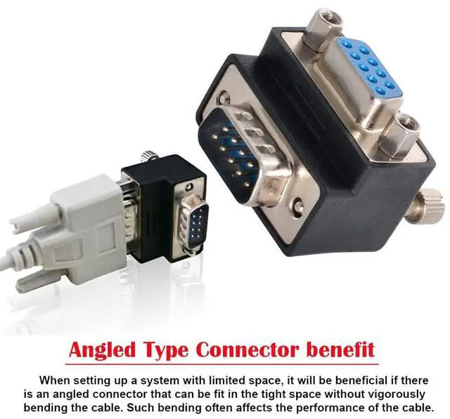 Alt view image 6 of 7 - D-Sub RS232 9Pin DB9P Male to Female Down Angled 90 Degree Extension Adapter