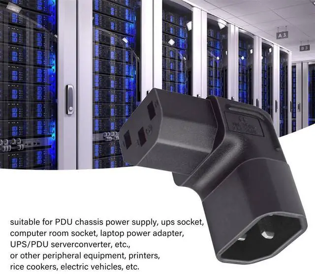 Alt view image 2 of 7 - Xiwai IEC Male C14 to IEC Female 90 Degree Down Direction Right Angled C13 Power Extension Adapter AC Convertor Black