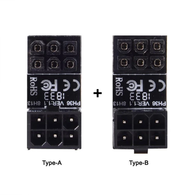 Alt view image 4 of 7 - xiwai 180 Degree Angled ATX 6Pin Female to 6pin Male Power Adapter for Desktops Graphics Card 2pcs/lot Black