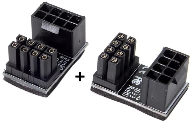 Alt view image 2 of 7 - xiwai 180 Degree Angled ATX 8Pin Female to 8pin Male Power Adapter for Desktops Graphics Card 2pcs/lot Black