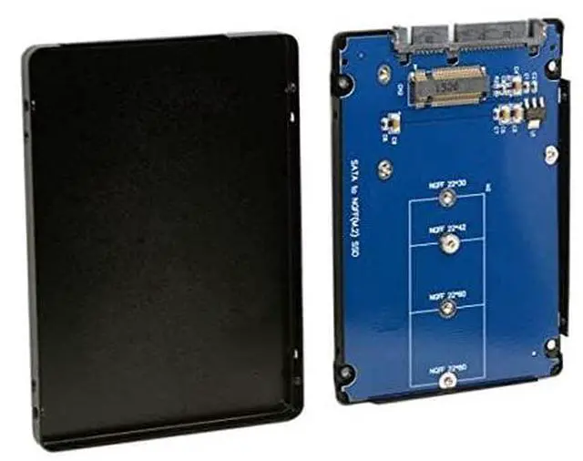 Alt view image 2 of 7 - Key Socket 2 M.2 NGFF (SATA) SSD to 2.5 SATA Adapter Card Adapter with Black Metal Case