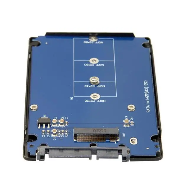Alt view image 6 of 7 - Key Socket 2 M.2 NGFF (SATA) SSD to 2.5 SATA Adapter Card Adapter with Black Metal Case