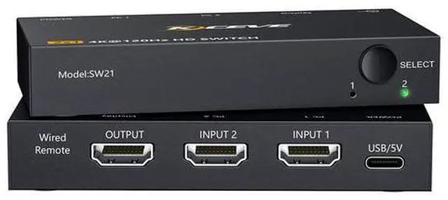 Main image of HDMI switcher, 8K 60Hz high-definition computer-to-TV video splitter, dual-input single-output HDMI bidirectional switcher