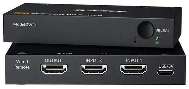 Alt view image 2 of 5 - HDMI switcher, 8K 60Hz high-definition computer-to-TV video splitter, dual-input single-output HDMI bidirectional switcher
