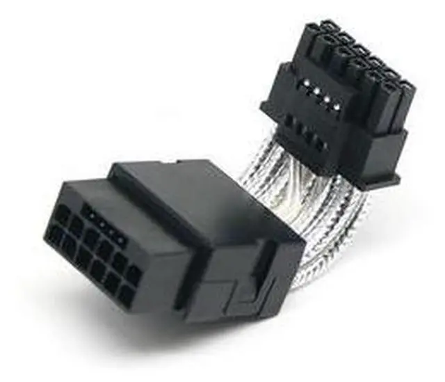 Alt view image 2 of 5 - Power supply, graphics card extension cable, 90-degree right-angle adapter, going along the back panel, 12+4Pin male-to-female VGA adapter cable