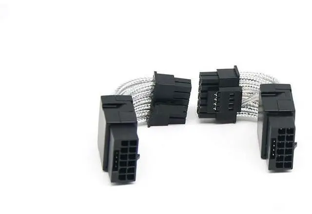 Alt view image 4 of 5 - Power supply, graphics card extension cable, 90-degree right-angle adapter, going along the back panel, 12+4Pin male-to-female VGA adapter cable