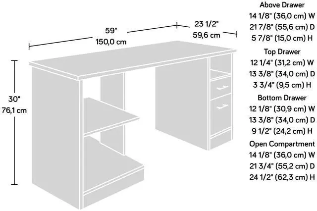 Alt view image 6 of 7 - Sauder Desk for Gaming with Charcoal Ash Accent Top, White Finish